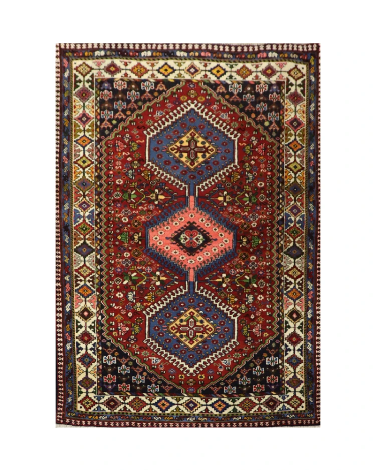 3.5 x 5.5 Handmade Red Persian tribal Wool Rug